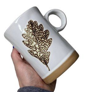 Cordon Blue gold metallic brown ivory tan leaf impression irregular rim mug mugs